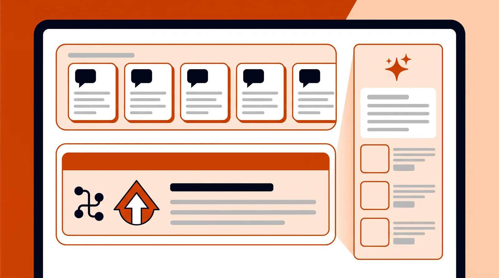 Search results page with a discussion block, a ranking thread and an AI answer panel